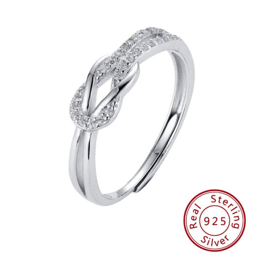 925 Sterling Silver Interwoven Diamond Ring