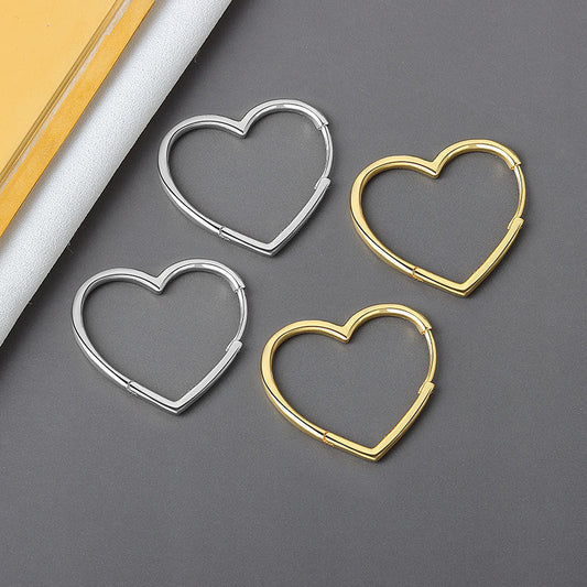 s925 Sterling Silver Heart-Shaped Earrings