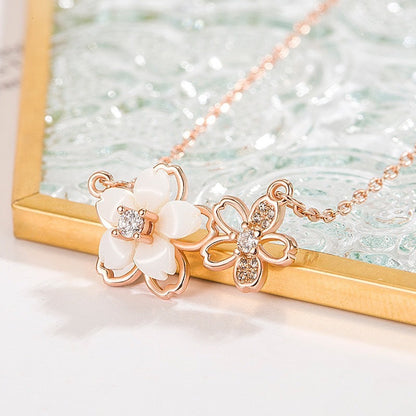S925 Sterling Silver Cherry Blossom Necklace