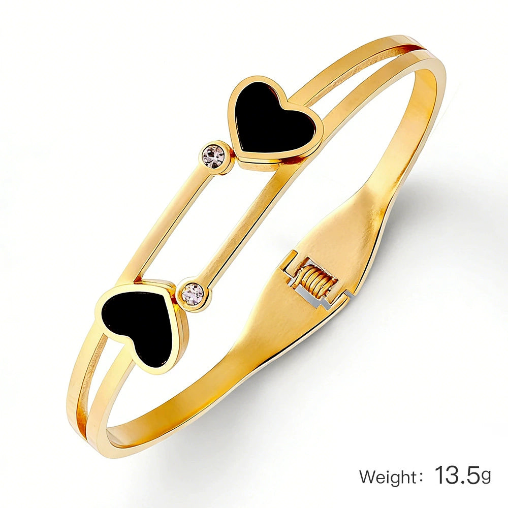 Non-fading Gold-Plated Titanium Steel Heart Bangle