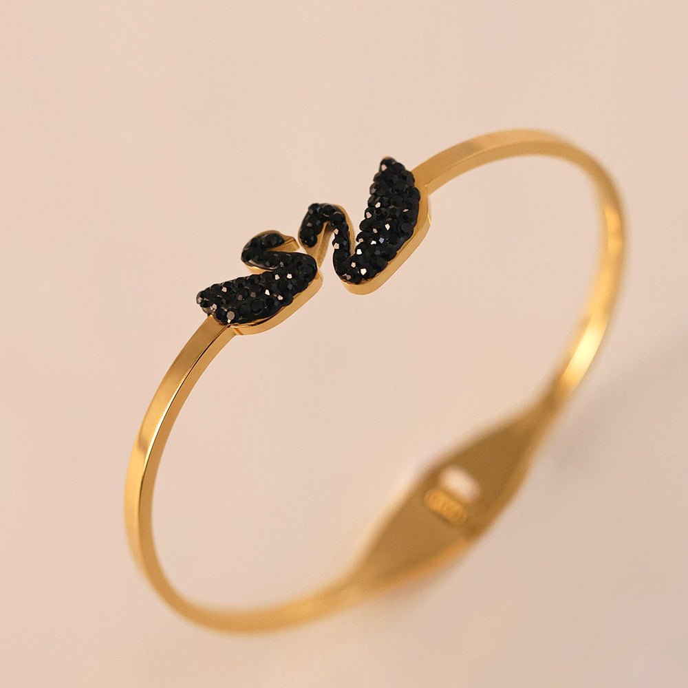 Non-fading gold-plated titanium steel swan Bangle