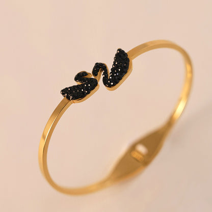 Non-fading gold-plated titanium steel swan Bangle