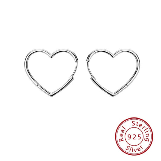 s925 Sterling Silver Heart-Shaped Earrings