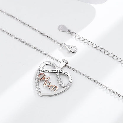 S925 Infinite Love Heart Design Mom Pendant Silver Necklace