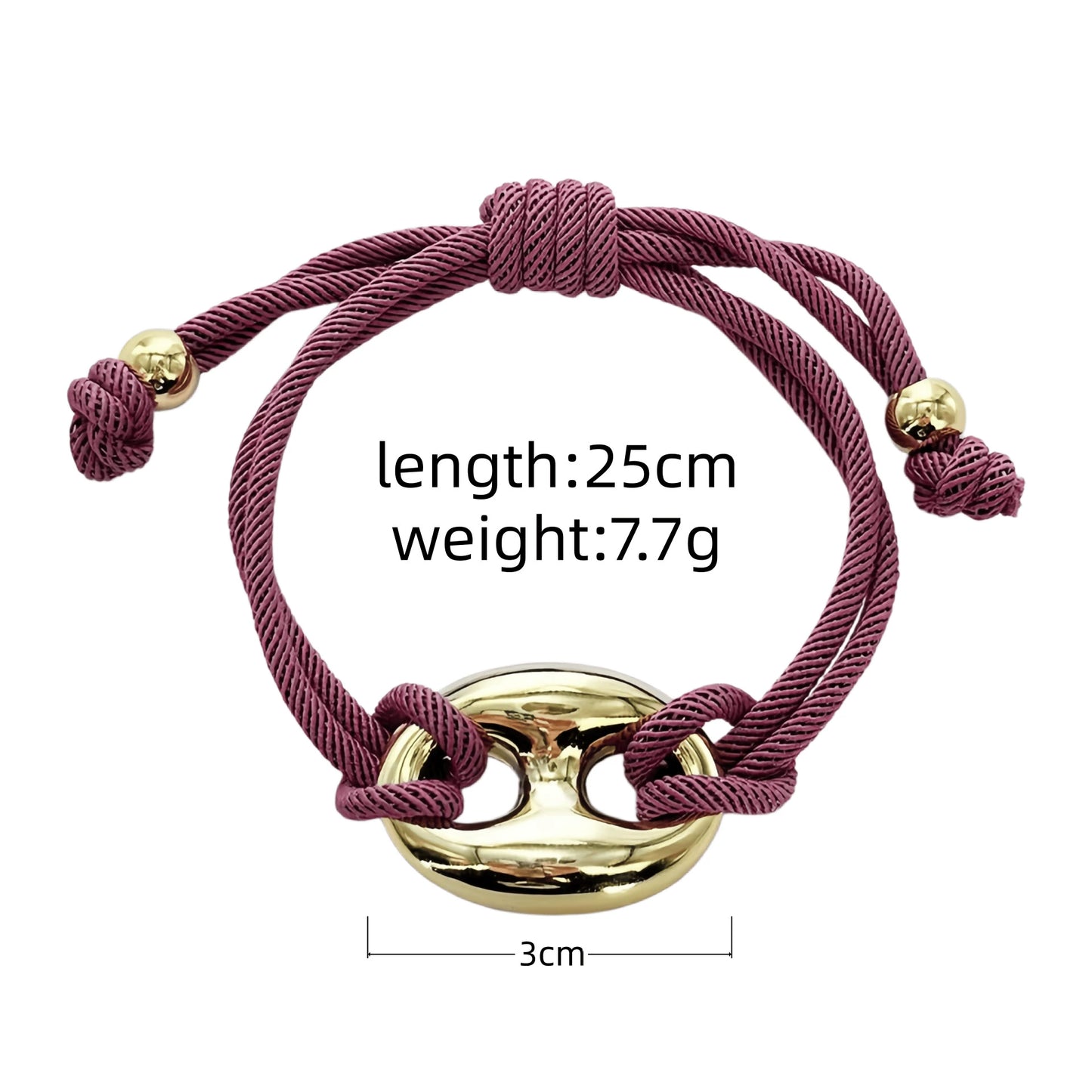 Multicolor "Pig Nose" Oval Braided Cord Bracelet