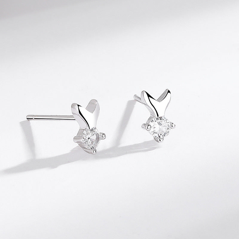 s925 silver fishtail diamond earrings