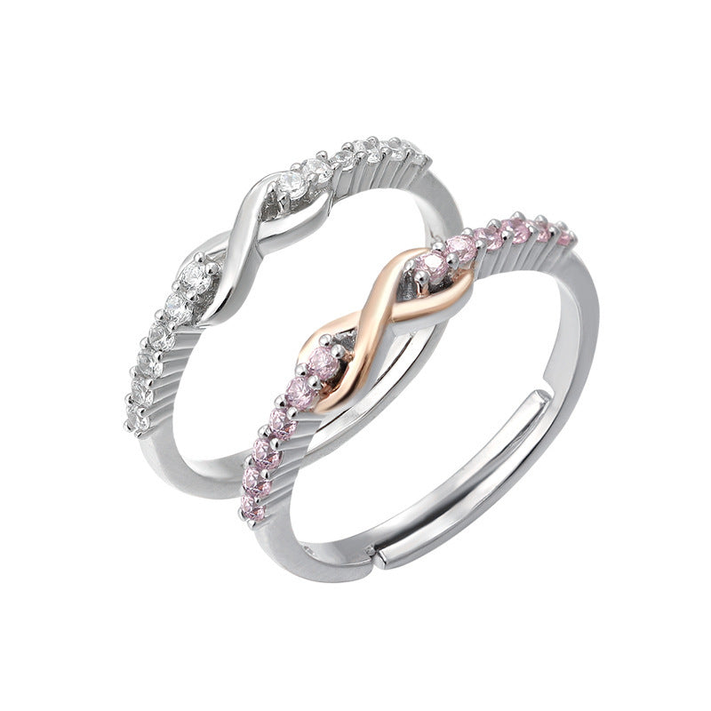 S925 Sterling Silver Infinity Ring - with Diamond Accents