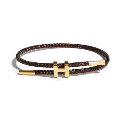 Titanium Steel H-Clasp Waterproof Braided Bracelet