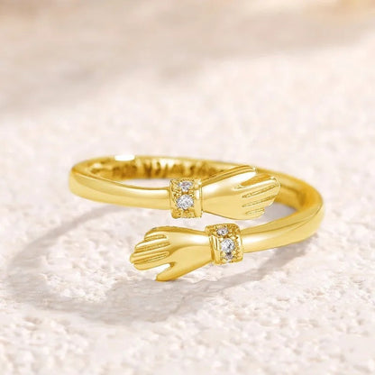 S925 Sterling Silver Hug Ring - with Diamonds