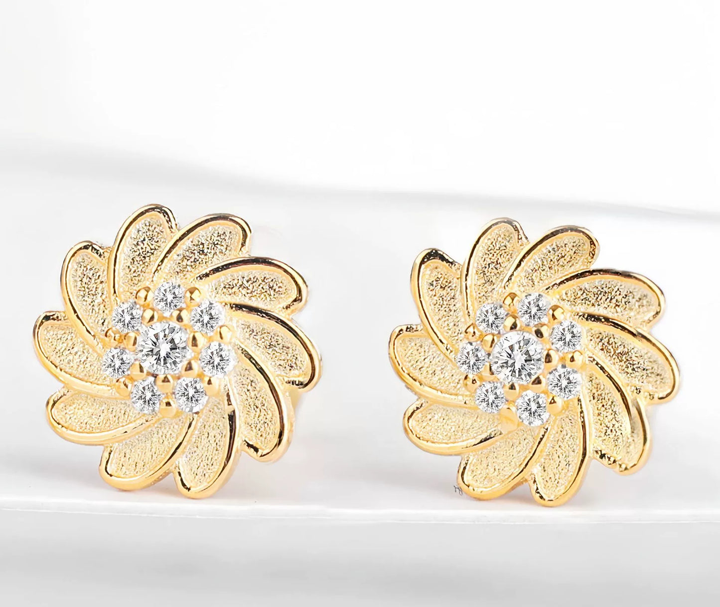 Sterling Silver Sunflower Necklace Set - with Matching Earrings