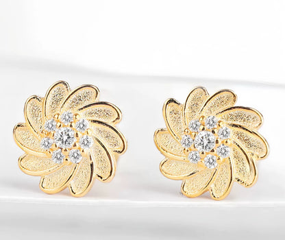 Sterling Silver Sunflower Necklace Set - with Matching Earrings