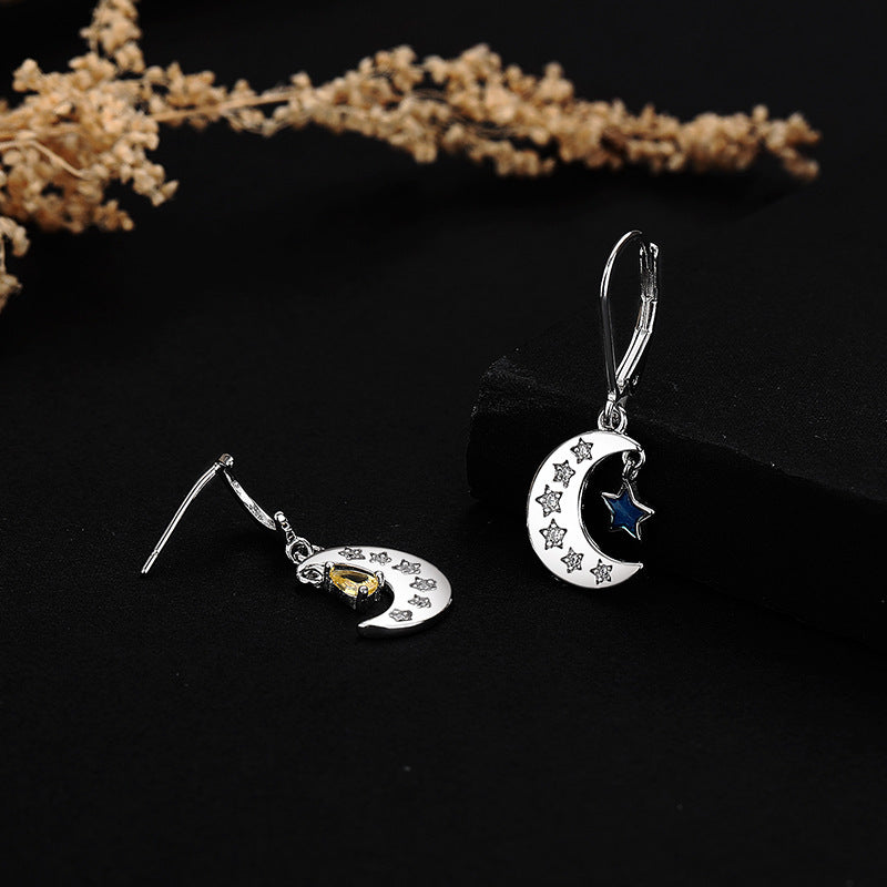 s925 sterling silver starmoon pendant earrings