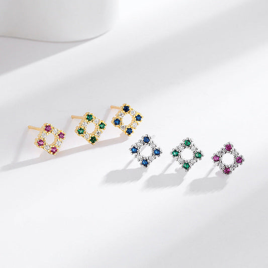 s925 sterling silver square earrings women