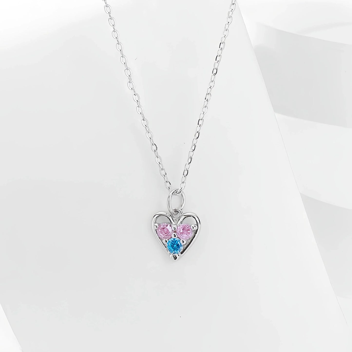 s925 Sterling Silver Heart Necklace Set - Earrings