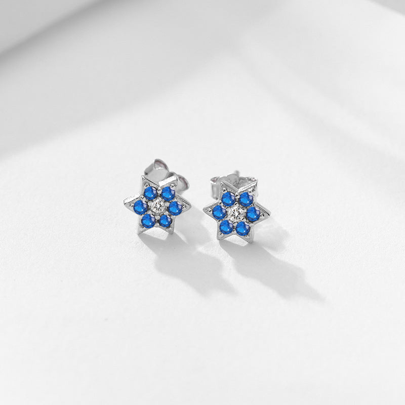 S925 Silver Star Necklace Set - Matching earrings