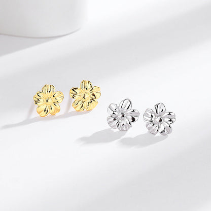 s925 Sterling Silver Flower Earrings - Three-Dimensional French Retro