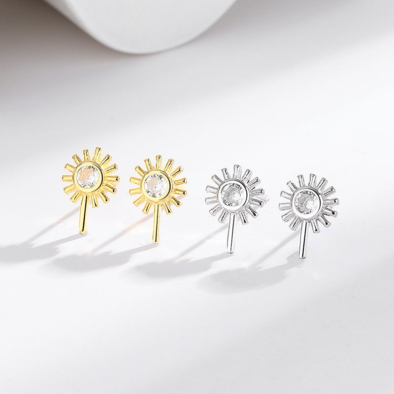 s925 sterling silver geometric retro diamond earrings