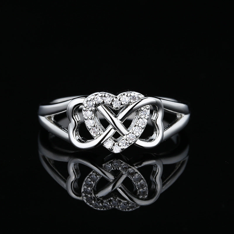 S925 Sterling Silver Love Ring - Infinity Heart-Shaped High