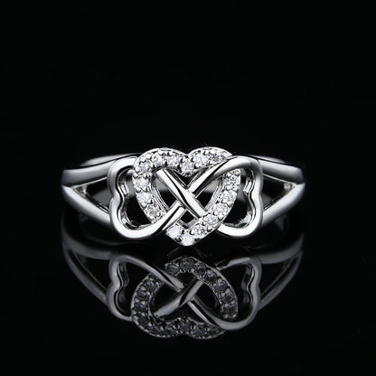 S925 Diamond Heart Shape  Silver Ring  women Adjustable