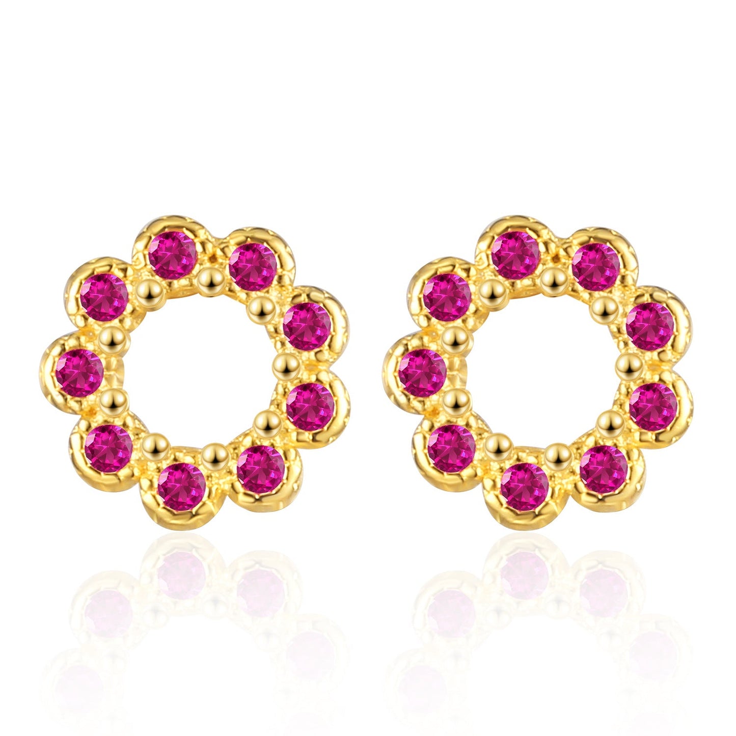 s925 sterling silver diamond round hollow earrings