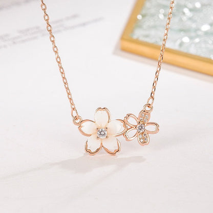S925 Sterling Silver Cherry Blossom Necklace