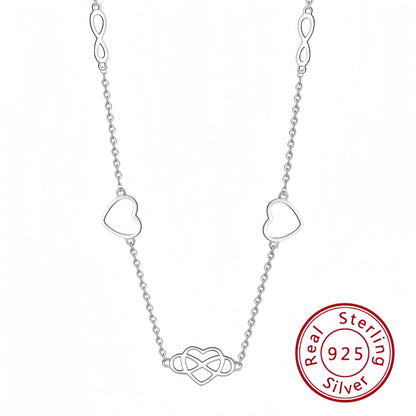 Hollow Heart-Shaped Pendant Silver Necklace S925