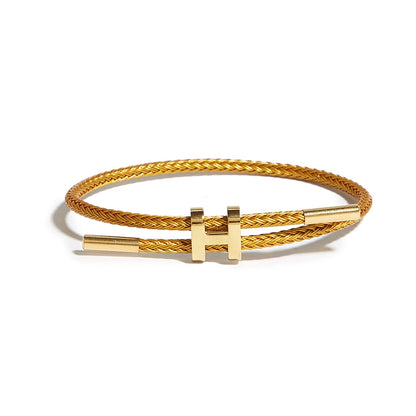 Titanium Steel H-Clasp Waterproof Braided Bracelet