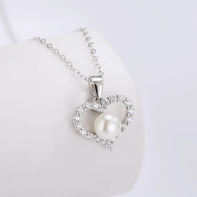 Pearl Heart Pavé CZ Necklace