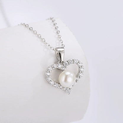 Pearl Heart Pavé CZ Necklace
