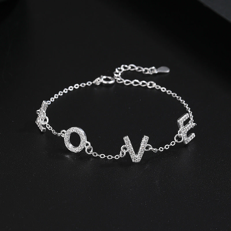 925 Sterling Silver Love Bracelet  Adjustable  women