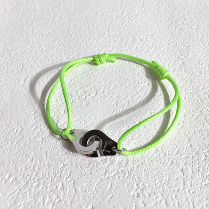 Colorful Braided Waxed Rope Handcuff Bracelet