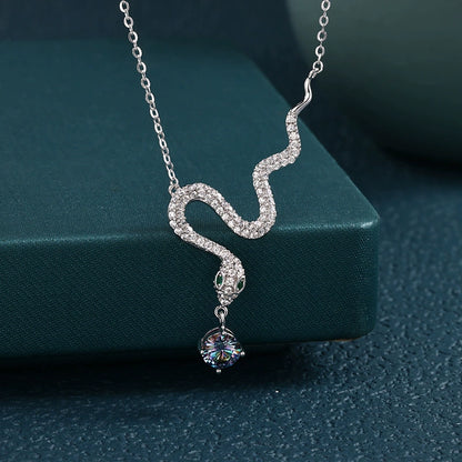 Pavé CZ Snake Pendant Necklace | Sterling Silver
