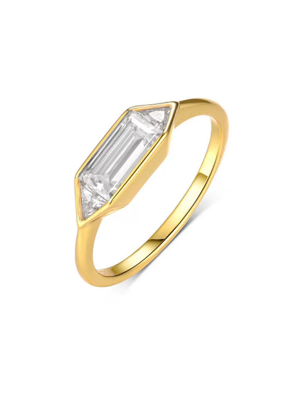 Baguette CZ Bezel Solitaire Ring