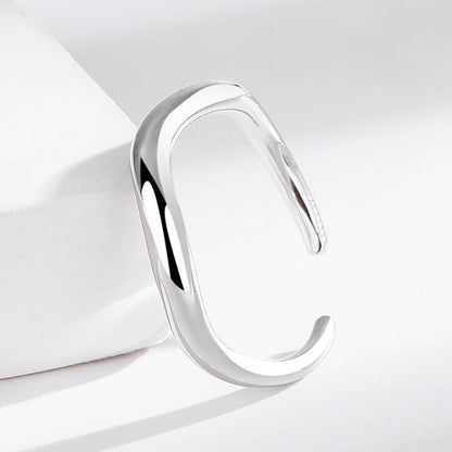 S925  Wave Flowing lines  Silver Ring Open Adjustable