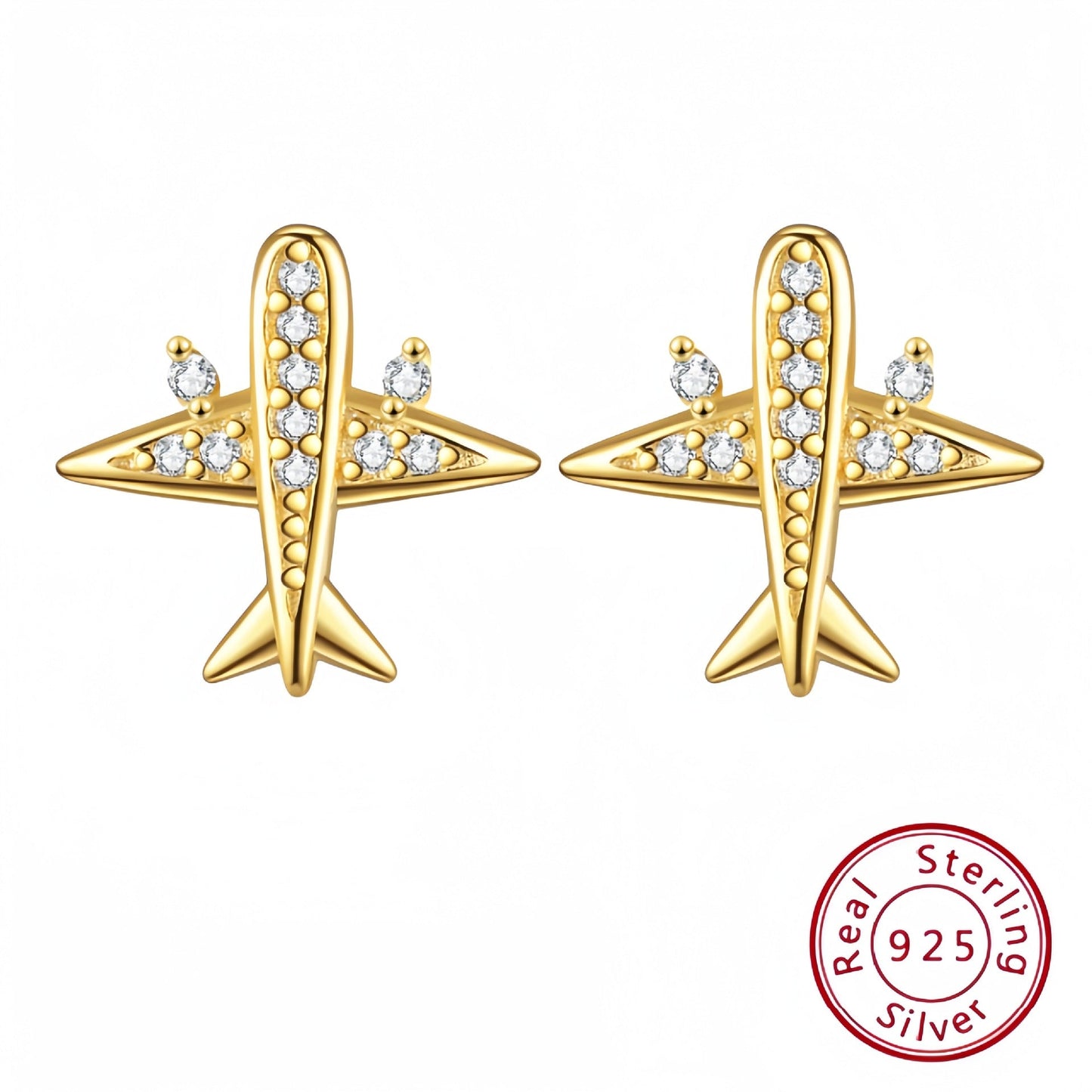 s925 Sterling Silver Airplane Earrings