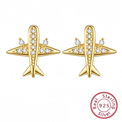 s925 Sterling Silver Airplane Earrings