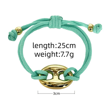 Multicolor "Pig Nose" Oval Braided Cord Bracelet