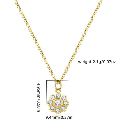 s925 sterling silver flower earrings set with diamond clavicle necklace