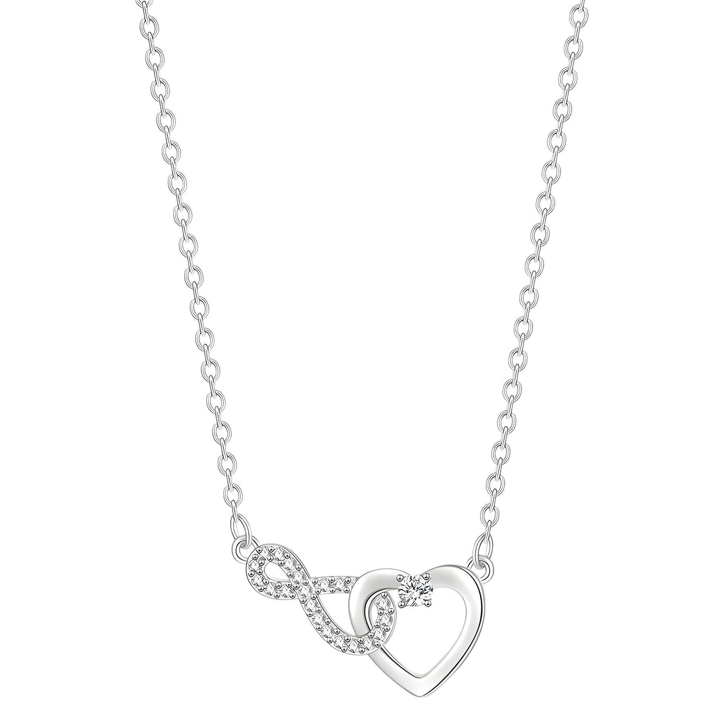 925 Sterling Silver Infinity Heart Necklace for Women