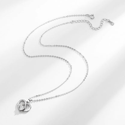 S925 Sweet Diamond Heart Pendant Silver Necklace