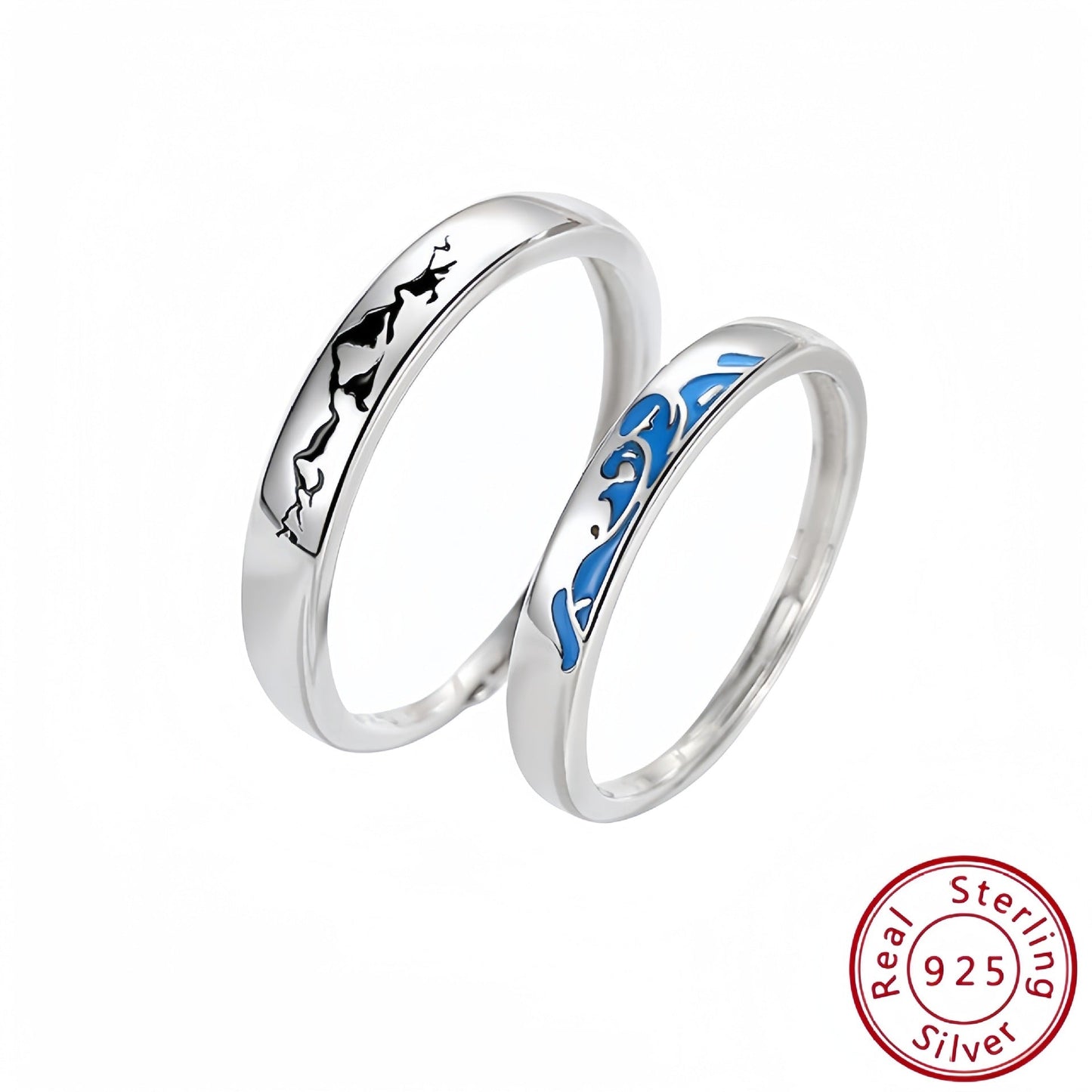 Sterling Silver Love Oath Couple Rings - Retro S925