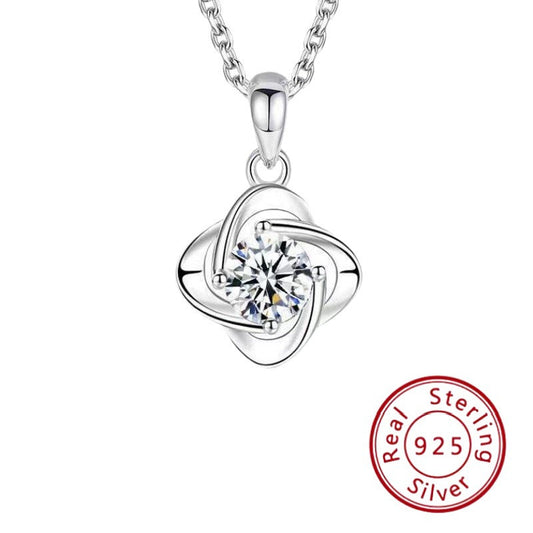 S925 Sterling Silver Four-Leaf Clover Necklace  Daily Commuting