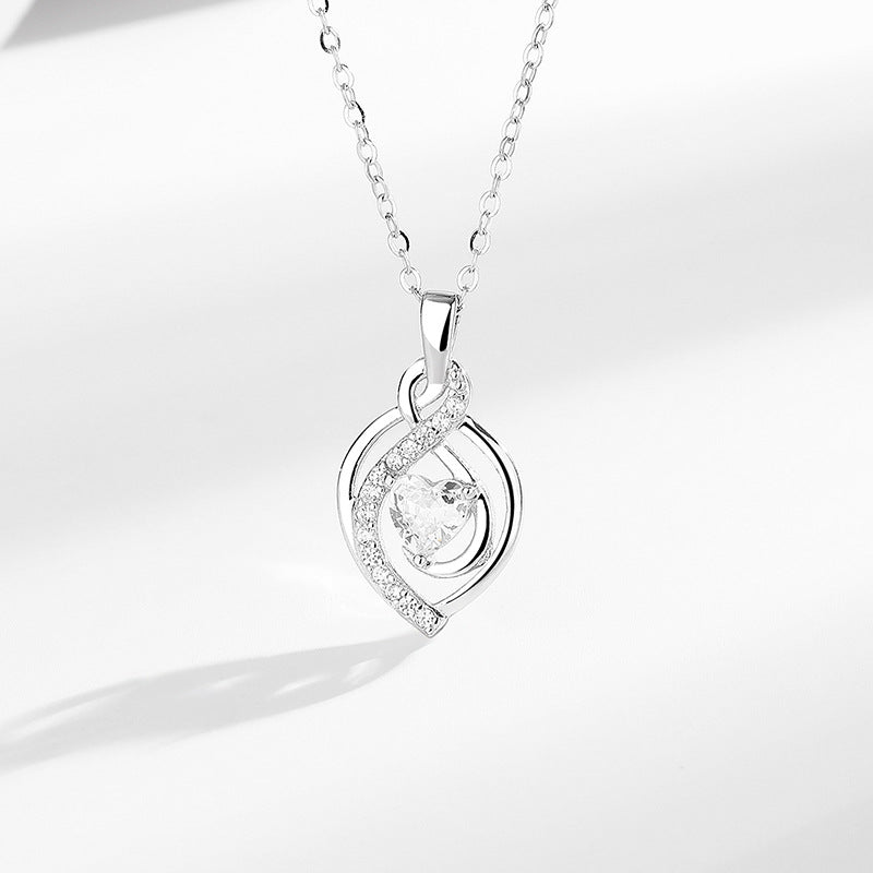s925 Heart Necklace - Heart-to-Heart Beating Heart Design