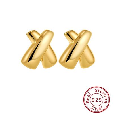 s925 sterling silver cross braided X-shaped earrings