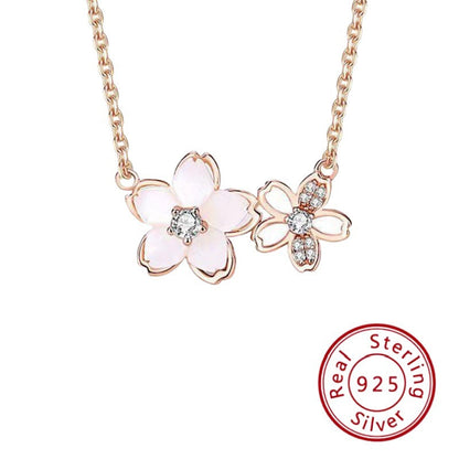 S925 Sterling Silver Cherry Blossom Necklace