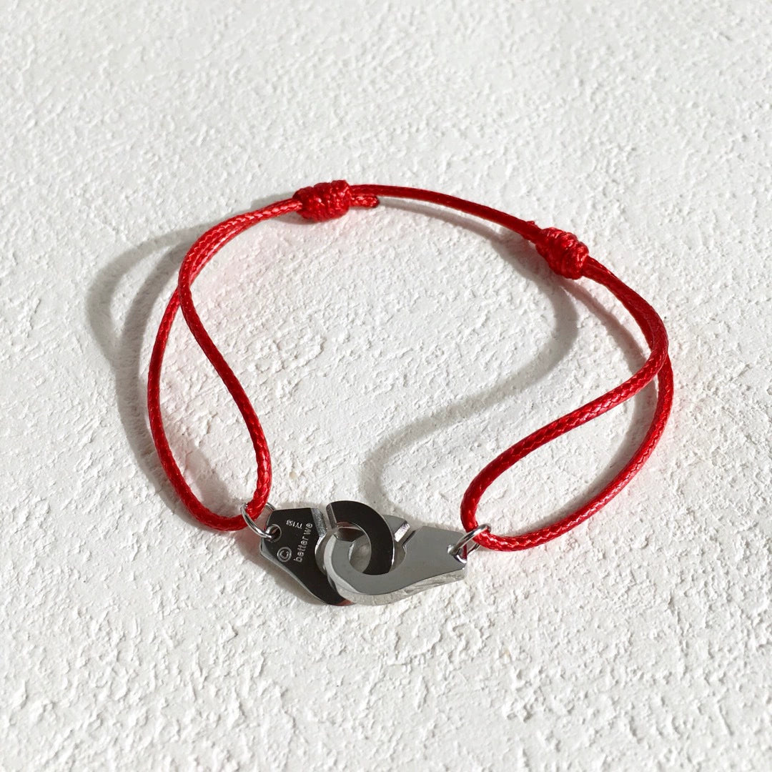 Colorful Braided Waxed Rope Handcuff Bracelet