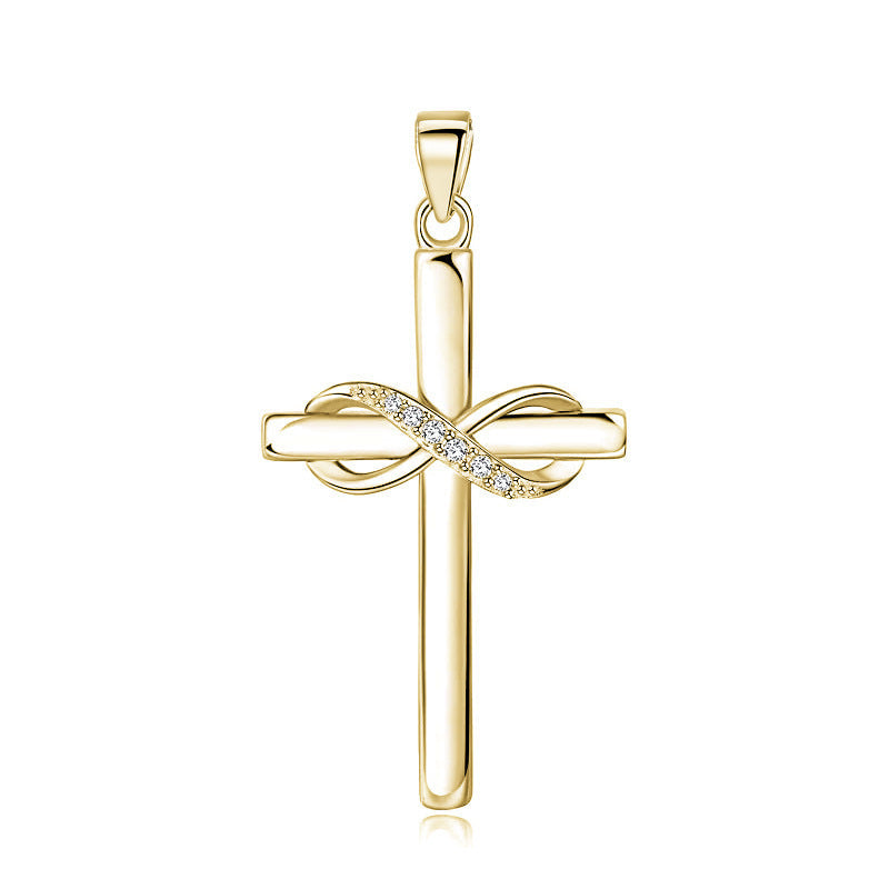 925 Sterling Silver Infinity Cross Necklace for Women