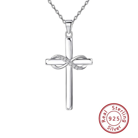 925 Sterling Silver Infinity Cross Necklace for Women