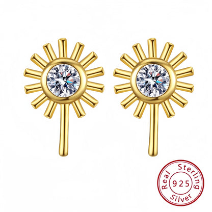 s925 sterling silver geometric retro diamond earrings