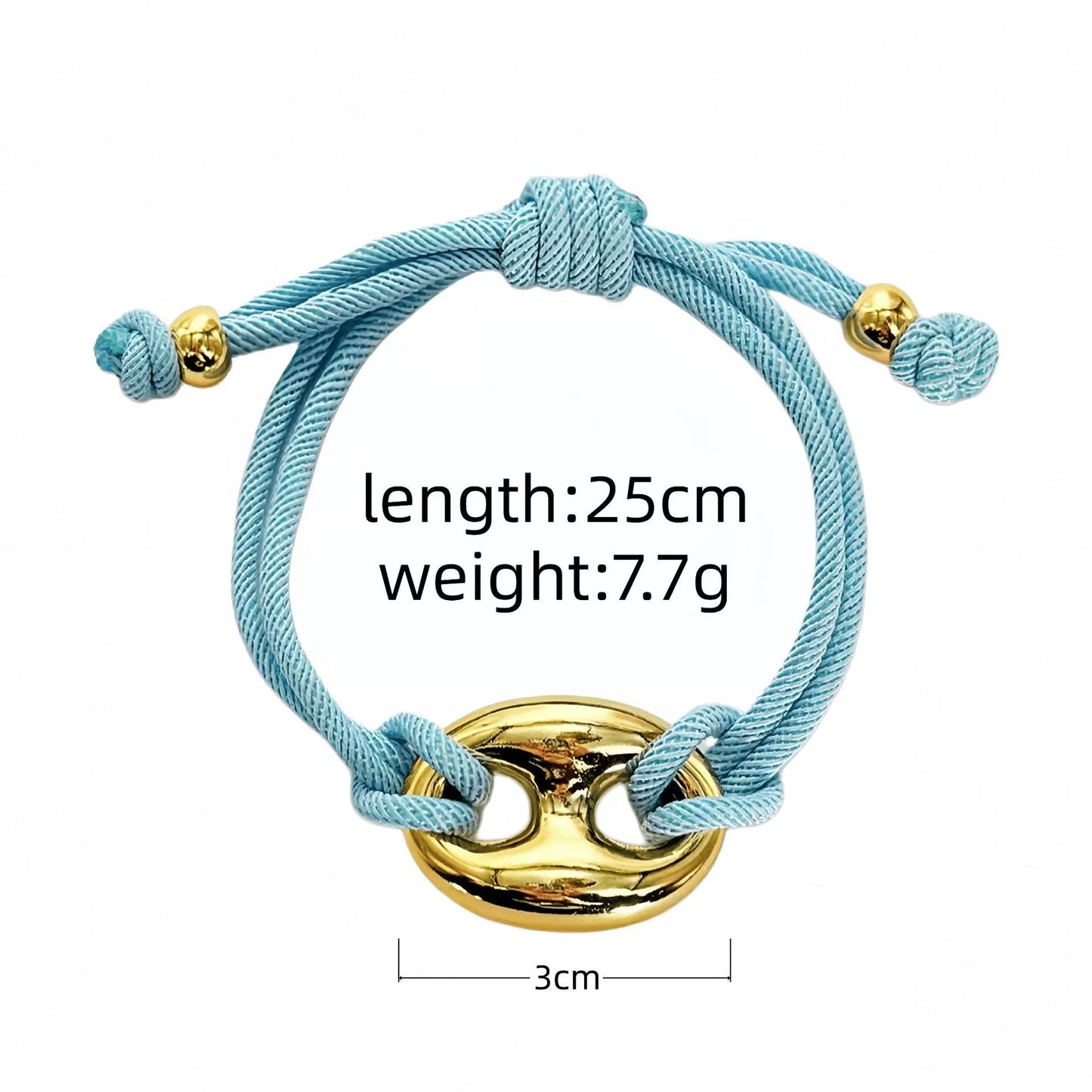 Multicolor "Pig Nose" Oval Braided Cord Bracelet